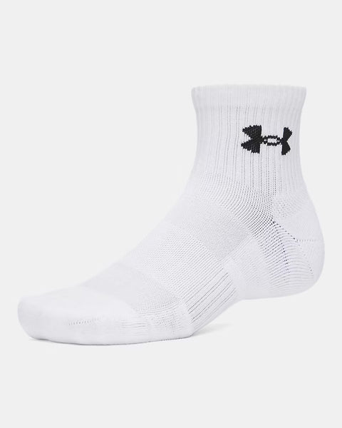 UA Performance Cotton 3 porų ketvirčio ilgio baltos kojinės